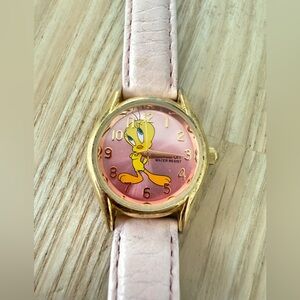 Vintage 90s Warner bros looney tunes tweety pink watch NEW BATTERY